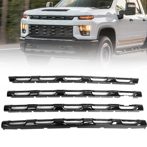 JOLONG Grille Overlay Trim for Chevy Silverado 20-23 2500 3500 HD Black