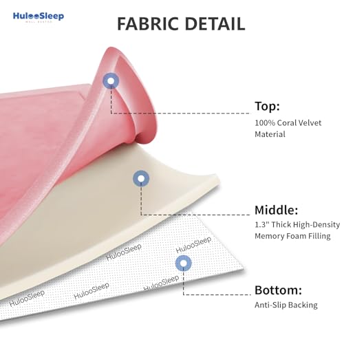 Image of Huloo Sleep Ultra Soft Baby Play Mat for Floor, 1.3 inch Thick Elasti-Foam 65x50 Play Mat for Playpen,Water-Repellent Coral Velvet for Tummy Time, Non-Slip Backing,Safe for Toddlers & Infants(Pink)