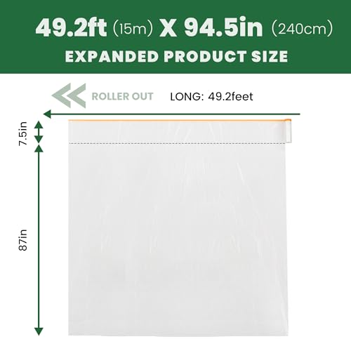 Image of Voomey Pre-Taped Masking Film, Painters Tape with Plastic Attached, Automotive Painters Tape and Drape for Appliances, Furniture, Wood Surfaces & DIY Projects - 8ft x 49ft