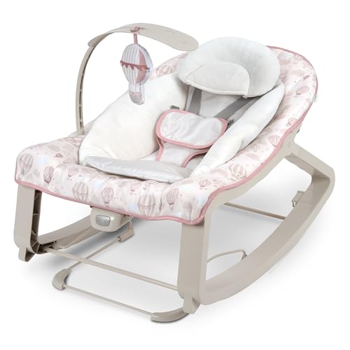 Image of Ingenuity Keep Cozy 3-in-1 Grow with Me Vibrating Baby Bouncer, Seat & Infant to Toddler Rocker, Vibrations & Toy Bar, 0-30 Months Up to 40 lbs (Skye)