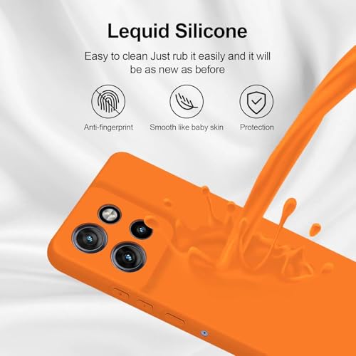 Image of DIZORO Microfiber Candy Case for Motorola Edge 50 Neo 5G Smooth Touch Cushion Liquid Soft Silicone Gel Rubber Phone Cases Non-Slip Full Body Protective Shockproof Back Cover - Orange.