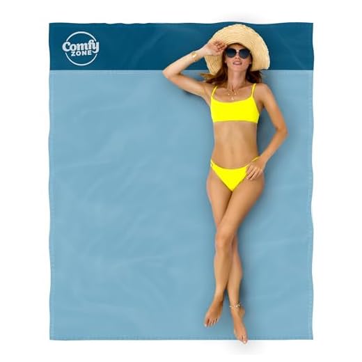 Comfy Zone Beach Blanket Large Sandproof Mat with 4 Stakes and Carry Bag, Fast-Drying Lightweight, Outdoor Waterproof Mat, Windproof, Sandproof, Scratchproof & Compact