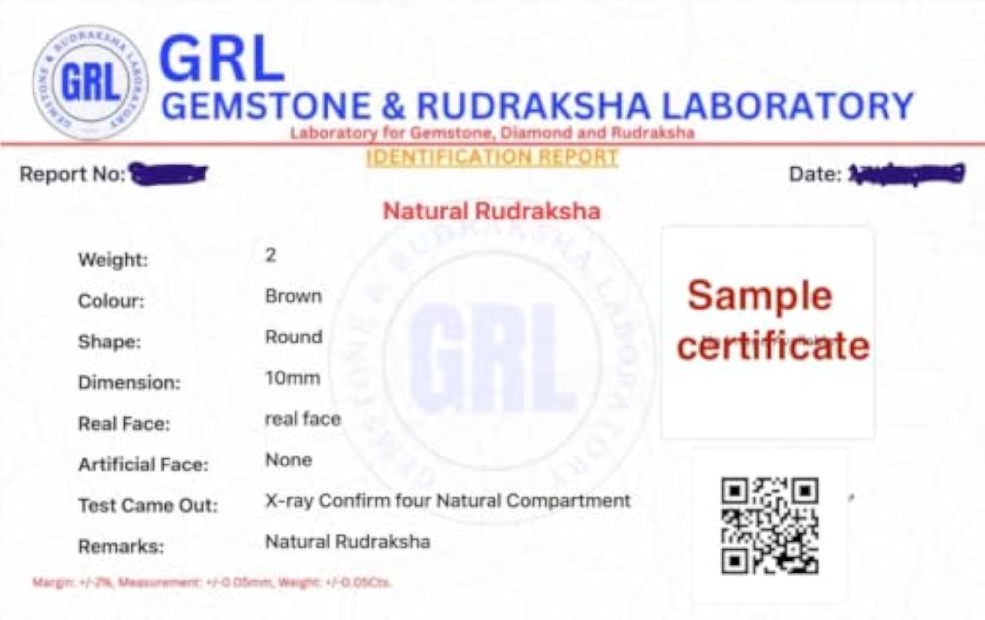 5 Mukhi Rudraksha Certified Original Pendant, IGL