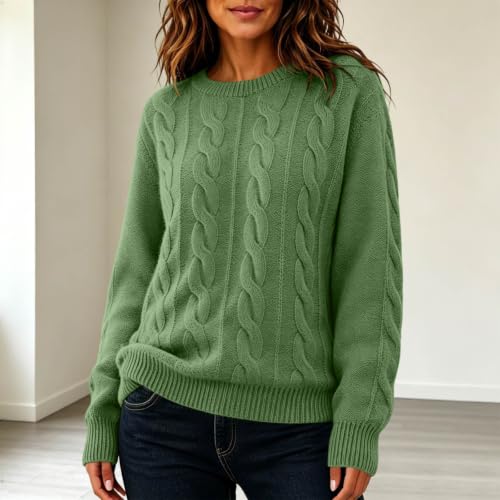 Cable Knit Sweater Women Crew Neck Lightweight Casual Pullover Sweaters - image 2