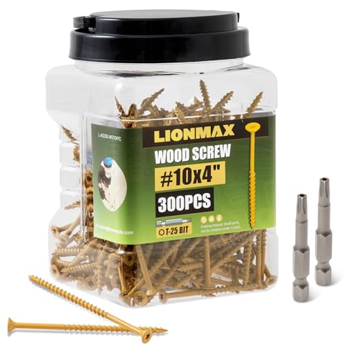 LIONMAX Deck Screws 4 Inch, Wood Screws #10 x 4, 300 PCS,