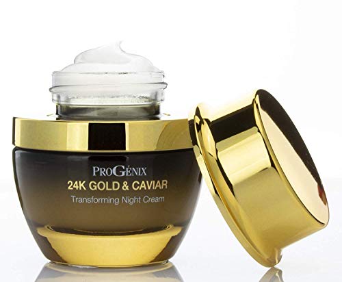 Progenix Retinol Night Cream With Hyaluronic Acid Skin Care Moisturizer Lotion, 24kt Gold + Vegan Green Caviar For Diminishing Fine Lines, Wrinkles, & Dark Spots. 1Oz