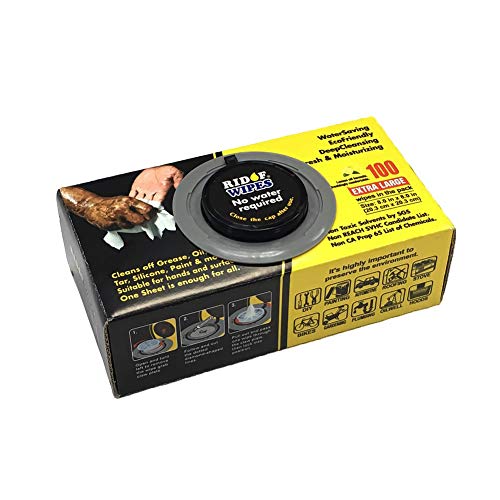 RIDOF Multi Purpose Heavy Duty Hand Wipes/Industrial Strength/Natural Citrus Power/Non Toxic / (100pcs/Box)