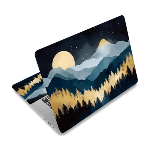 PLIGREAT 15 Inches Laptop Decal Stickers Boho Mountain Forest Pattern Laptop Cover Decals Fits 12" 13" 13.3" 14" 15" Laptops Universal Waterproof Removable Notebook Art Protector, Yellow Black