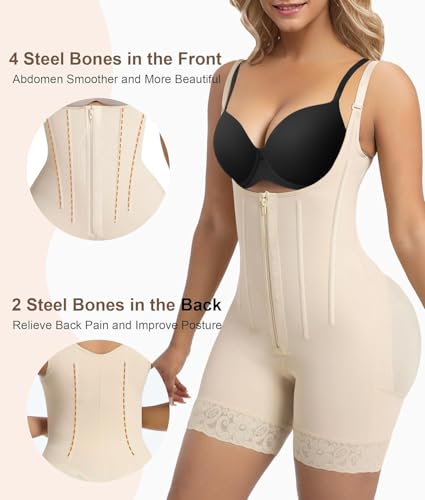 Image of SHAPERX Women's Fajas Colombianas Tummy Control Shapewear Postpartum Butt Lifting Body Shaper with Boned Support