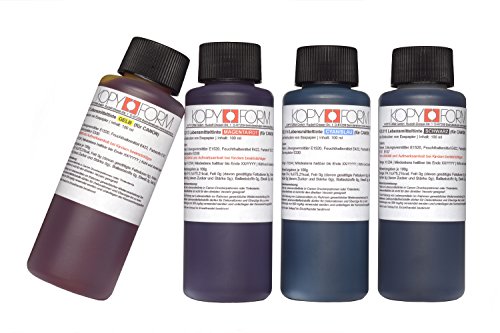 KOPYFORM Lebensmitteltinte 4x100ml Set (Schwarz, Gelb, Magenta, Cyan) für Canon-Drucker, z.B. G1501 (KOL110) Cover