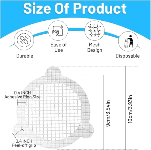 25 Packs - Disposable Shower Drain Hair Catcher 3.54 Inches Round Drain Hair Catcher Stickers for Bath & Kitchen - Hair Catcher Shower Drain Cover for Human & Pet Hair - Mesh for Bathtub & Laundry