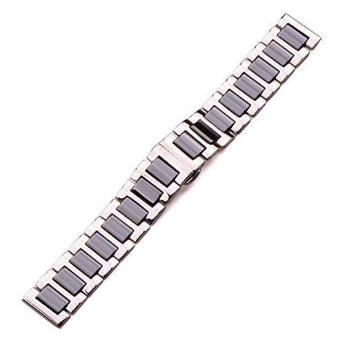 Bracelet en céramique et acier 16mm-20mm pour montre femme noir ou blanc