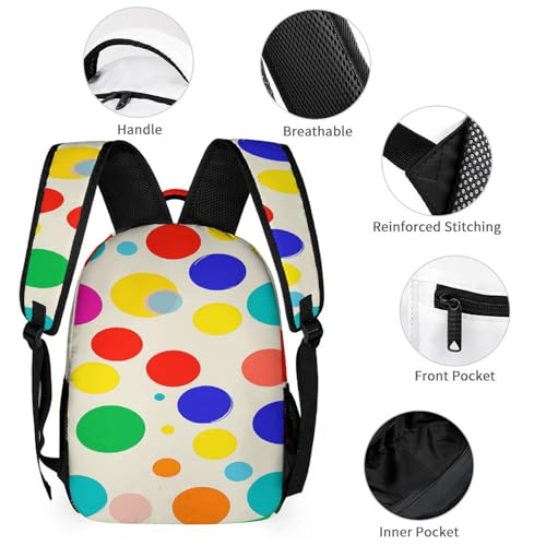 3Pcs Backpack Sets Colored Dots Print Travel Daypack 3 in 1 Lightweight Backpack Set with Lunch Bag And Cosmetic Bag3