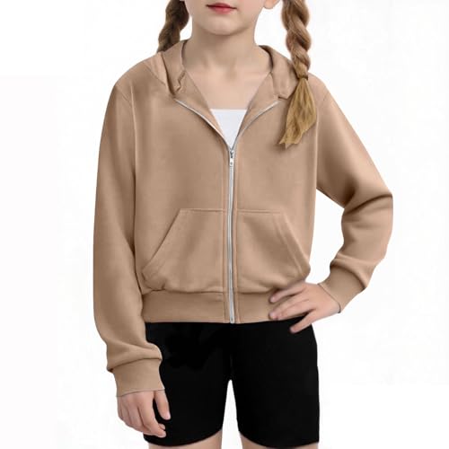Zip Up Hoodies For Teen Girls Oversized Long Sleeve Zipper Sweatshirts Cute Fall Fleece Jacket Y2K Sweater With Pocket