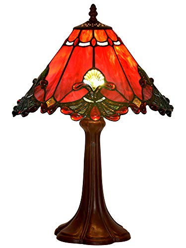 Table Lamp (E26x1 Bulbs)12 Inch Wide Stained Glass Desk Home Decor Lights Red Baroque Design Lamp Shades Alloy Lamp Base HT-Tiffany Lights for Bedroom Kitchen The Office Coffee Table Dresser Sound Bar