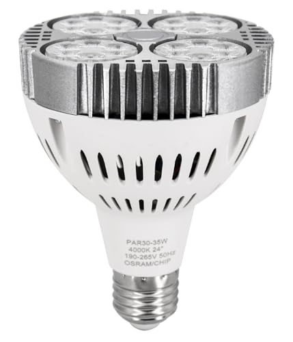 Ampoule LED PAR30 Ultra-Lumineuse 35 W, culot E27, Angle de Faisceau de 24 degrés, Spot avec Ventilateur pour éclairage encastré sur Rail, Lot de 1(6000K...