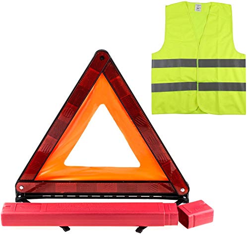 VERINAUTO Kit de signalisation Triangle + Gilet 3M Homologués Norme CE, kit Auto sécurité Cover