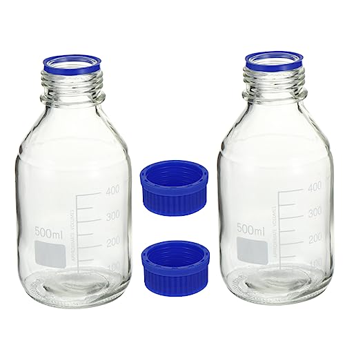 Garneck Wide Mouth Lab Chemical Reagent Bottles 2pcs Set Lightweight Leakproof Accurate Graduations for Easy Use