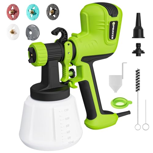 Paint Sprayer, 700W HVLP Electric Spray Gun, with Cleaning & Blowing Joints 4 Copper Nozzles and 3 Patterns Paint Sprayers for Home Furniture, Walls, Cabinets, Fence, Door etc. EP62-G.