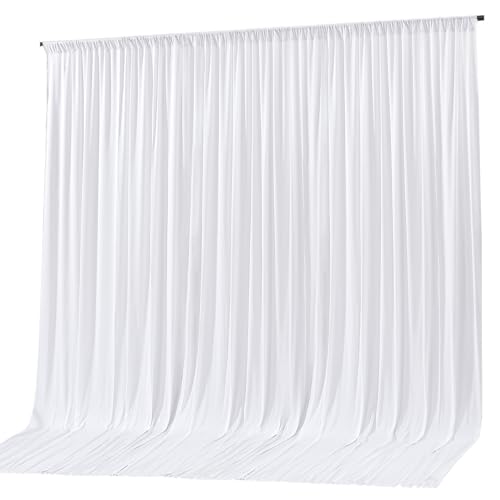 White Backdrop Curtain 10x10ft - Wrinkle Free Polyester Photo Curtain Backdrop Wedding Back Drop Fabric Drapes for Party Decorations Background for Photography