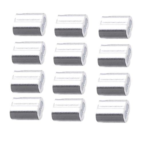 VALICLUD 200 piezas Unidades Manguito de Aluminio Doble Orificio para Cable de Acero Abrazadera de Cuerda Resistente la Corrosión Accesorio de Sujeción para Cable de Alambre