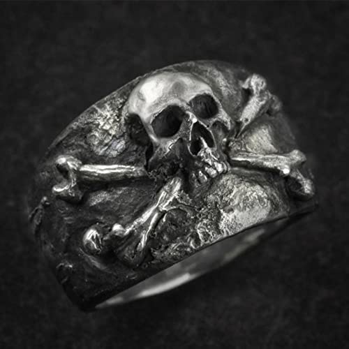 Vintage Crossbones Pirate Skull Ring Men Silver Color Biker Stainless Steel Rings