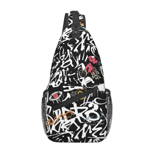 Graffiti Art Crossbody Bag Lightweight Sling Backpack Shoulder Bag for Travel Hiking Chest Pack for Men Women