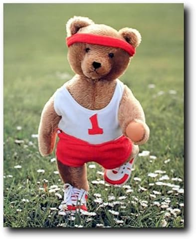 Impact Posters Gallery Wall Decor Stuffed Cute Teddy Bear Jogging Girls Kids Room Art Print Poster (16x20) image 2