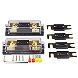 2 Pack 200A Inline ANL Fuse Holder, 0/2 / 4 Gauge AWG ANL Fuse Block +200 Amp ANL Fuses for Car+ Brass Terminal (Random Color) + Hexagonal Wrench + self-Tapping Screw