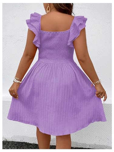 Image of Floerns Women's Plus Size Wrap Front Sweetheart Neck Ruffle Cap Sleeve A Line Dress