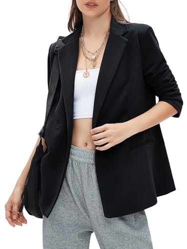 EXLURA Women's Business Casual Blazers Lightweight Long Sleeve Knit Lapel Loose Fit Work Office Suit Jackets with Pocket 2025