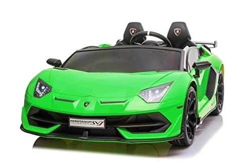 Coche Eléctrico 24V para Dos usuarios, Pintura Verde, Reproductor MP4, Asientos PU, Puertas de Apertura Vertical, Motor 2 x 45W, Batería 24V, 2.4 GHz RC, Ruedas EVA Suave