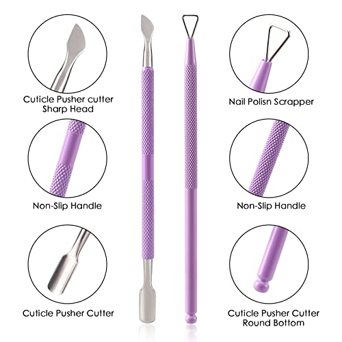 Cuticle Trimmer With Cuticle Pusher And Cutter-Yinyin Cuticle Nipper Professional Stainless Steel Cuticle Clippers Durable Pedicure Manicure Tools For Fingernails And Toenails(Purple) #TOP2