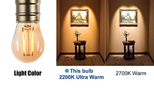 Panledo 2 Watt Vintage Edison Led Bulbs, Globe Led Filament Bulb, 2200K Ultra Warm Light, E26 Medium Base, A15 Amber Glass Antique Gold Tint, 25W Incandescent Replacement, Dimmable, Pack Of 6 #TOP3