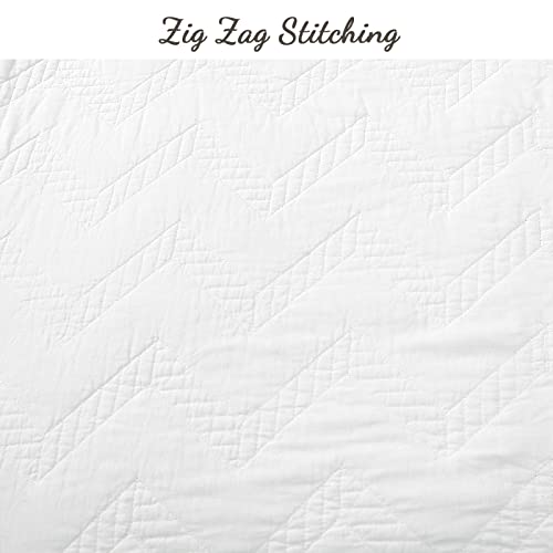 image for Cozy Line Home Fashions Geometric Modern Zig Zag Stitch Solid White 10