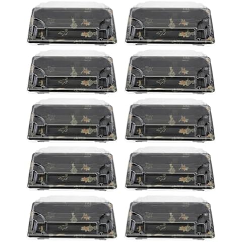 Yardwe 100pcs Disposable Sushi Box with Lids, Take out Sushi Tray Fruit Cake Dessert Carrier Container, Black Cover