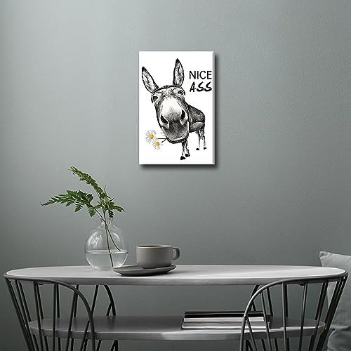 Funny Donkey Canvas Framed Bathtub Wall Art - Farmhouse Decor - 18" W x 12" H - Ready to Hang, Animals-34, 44L x 30W cm - Image 4