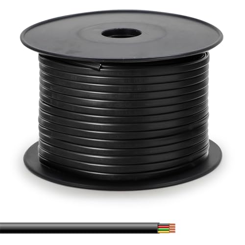 Waytex 36100 Telefonkabel, flach, Schwarz, 4-adrig, Spule, 100 m, f&uuml;r RJ11-Telefonanschluss