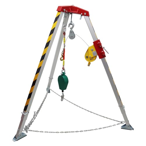 HayWHNKN Confined Space Tripod Kit 2600lbs Load Capacity Fall Protection for Traditional Confined Spaces 99ft Wire Rope with 10 Meter Fall Protection