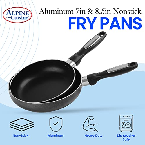 Alpine Cuisine Fry Pan Aluminum 2-Piece Nonstick Coating, Frying Pans Nonstick For Stove Top With Stay Cool Handle, Durable Nonstick Cookware - Dishwasher Safe - Gray #TOP4
