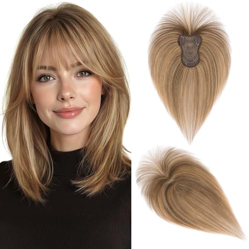 Hairro Real Hair Topper With Bangs Clip On Bangs Hairpieces