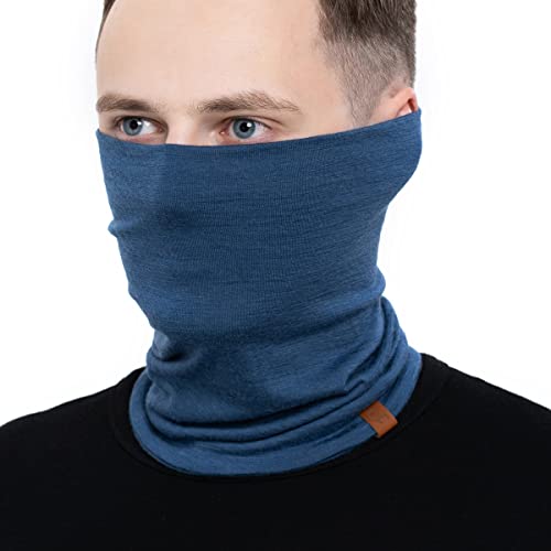 menique Guêtre de cou multifonction coupe-vent pour homme 100 % laine mérinos, denim, taille unique Cover