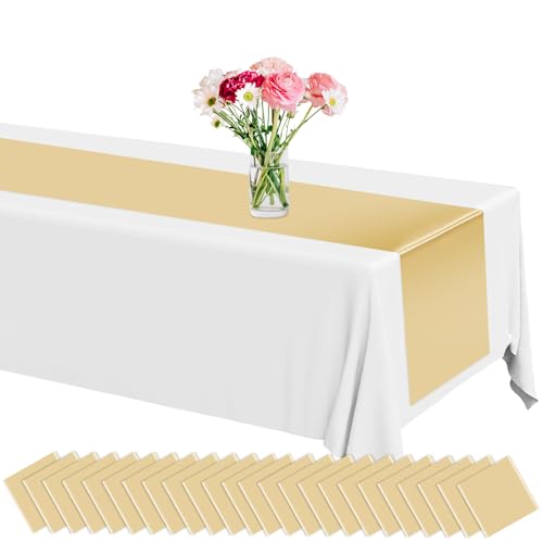 12 Pack Plastic Table Runner 14 X 108 inch Gold Champagne Long Wedding...