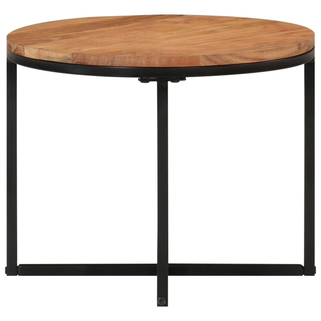 Homgoday Table basse 45 x 45 x 35 cm en bois d'acacia massif et fer, table d'appoint pour salon, salle de réception d'invités, chambre à coucher et mobilier de bureau