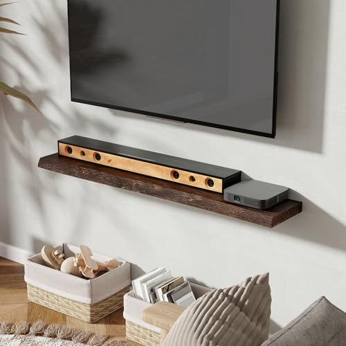 Image of Fun Memories 48 inch Elm Wood Floating Shelves for Wall, Walnut Finish, 1 Pack