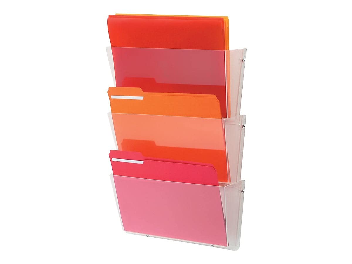 Deflecto 63601RT Wall Pockets, 14-1/2-Inch x3-Inch x6-1/2-Inch , Letter, 3/PK, Clear