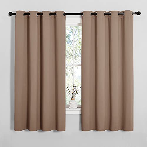 Image of NICETOWN Blackout Window Curtains and Drapes for Kitchen, Window Treatment Thermal Insulated Solid Grommet Blackout Drapery Panels (Set of 2, 55 by 68 inches, Cappuccino)