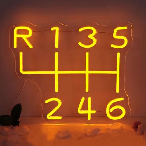 Goneons - Goneons Car Gearbox Neon Sign, Dimmable USB Gear Shift Neon Light for Garage Decor, LED Manual Gearbox Shift Light for Car Room Garage Game Room Car Wall Decor, Best Gifts for Dad