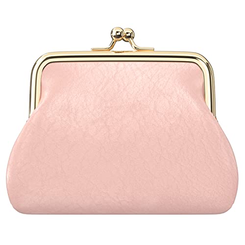 Image of Coin Purse, Small PU Leather Change Purse, Coin Wallet with Clasp, Car Change Holder Pouch for Woman Men Kids Girls, Pink
