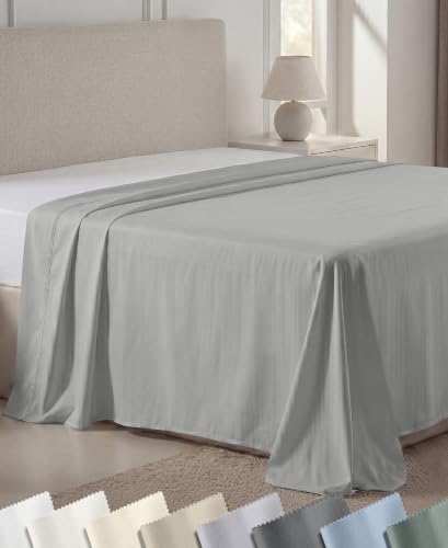 California Design Den Luxury 600 Thread Count Flat Sheet Queen, Light Grey